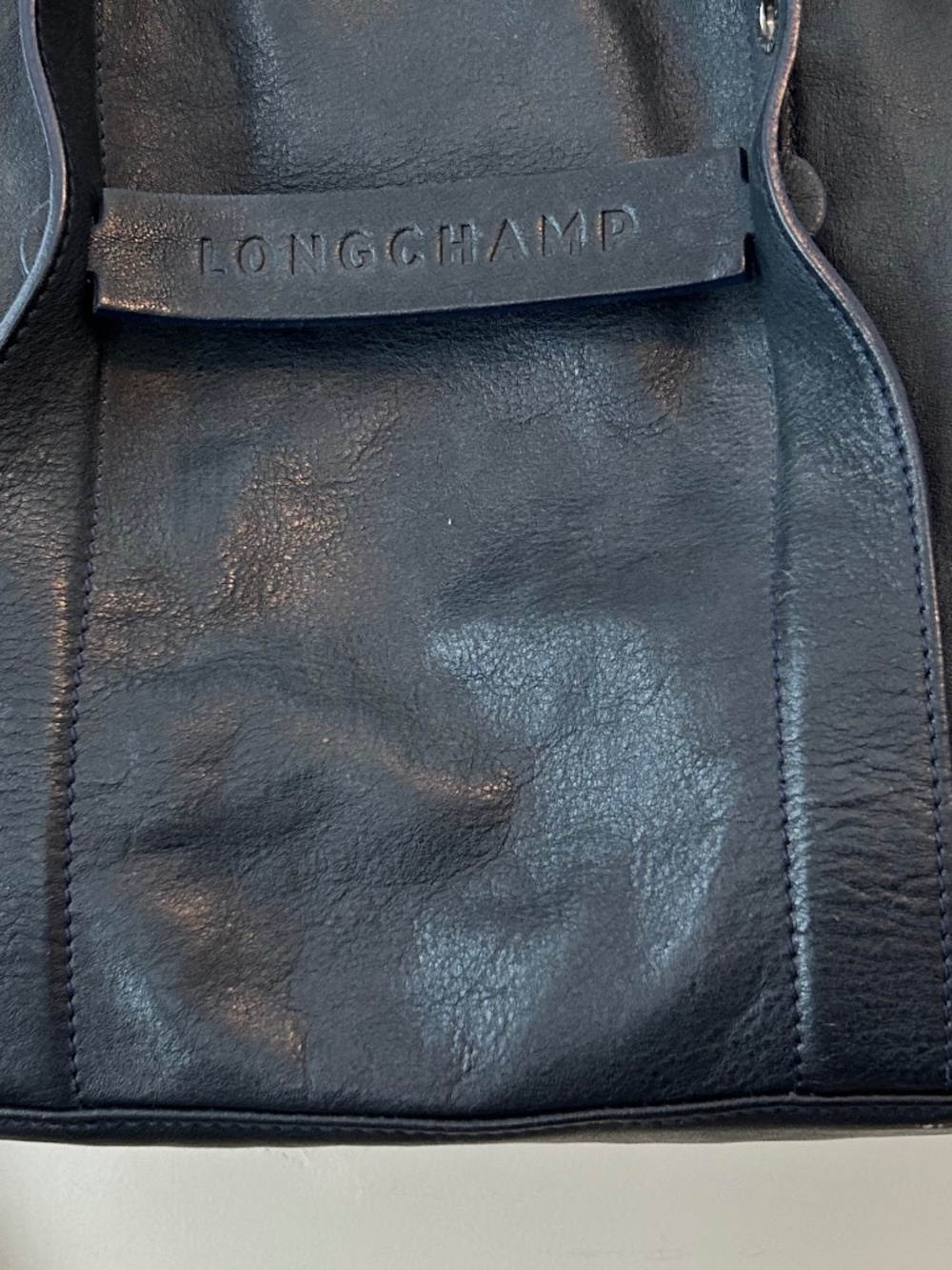 Longchamp large black leather bag with handles and shoulder strap - Picture 2 of 2